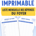 Modèle imprimable du tableau des dépenses mensuelles pour gérer son budget familial