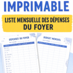 Modèle imprimable du tableau des dépenses mensuelles pour gérer son budget familial