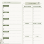 Template de planification de repas avec des recettes et un calendrier