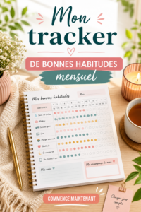 Un tracker de bonnes habitudes mensuel bien organisé sur un bureau