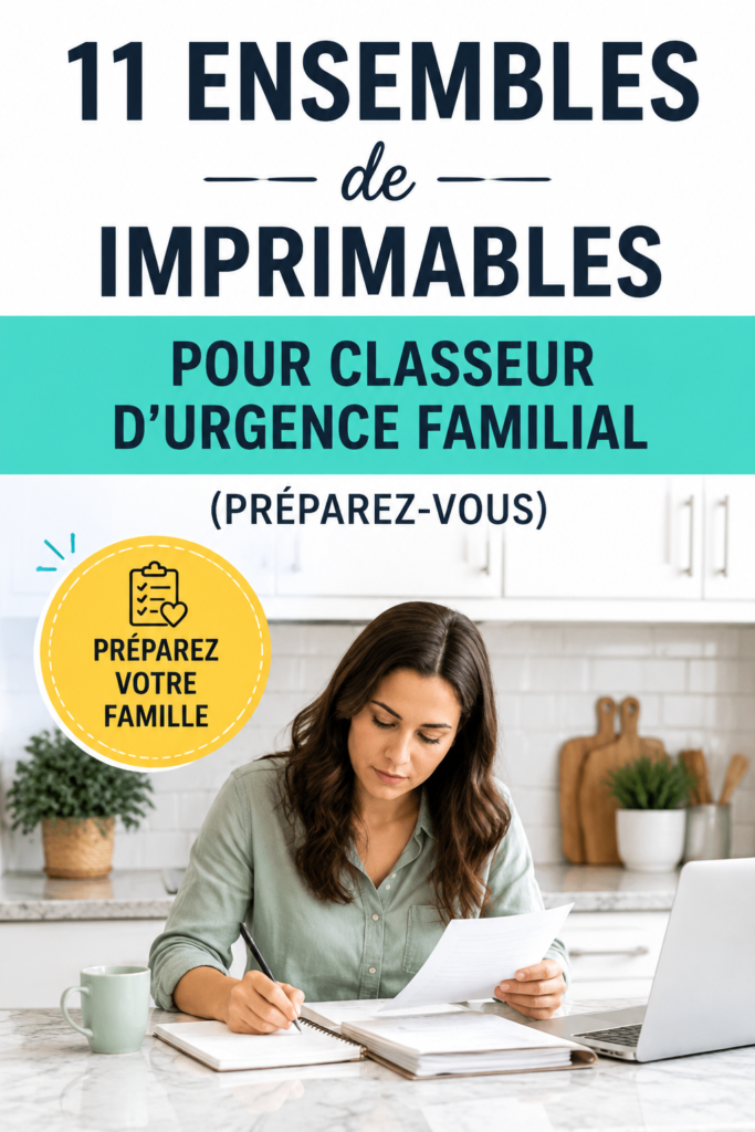 Modèle de trousse d'urgence familiale imprimable avec documents organisés