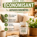 Image d'une femme heureuse en train de travailler sur son budget familial, symbolisant l'économie et le bien-être.