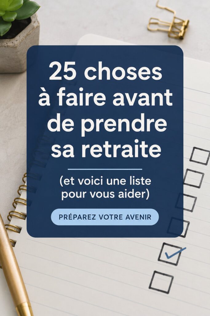 Graphique illustrant les 25 étapes clés pour bien préparer sa retraite