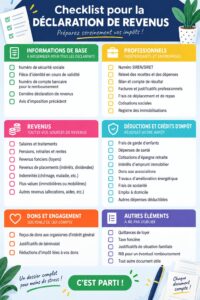 Checklist d'impôts familiale sur une table avec des documents
