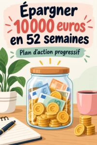 Un tableau d'épargne avec des annotations pour chaque semaine du défi de 52 semaines.