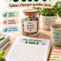 Image inspirante d'un défi épargne avec des billets de 5000 € affichés sur une table.