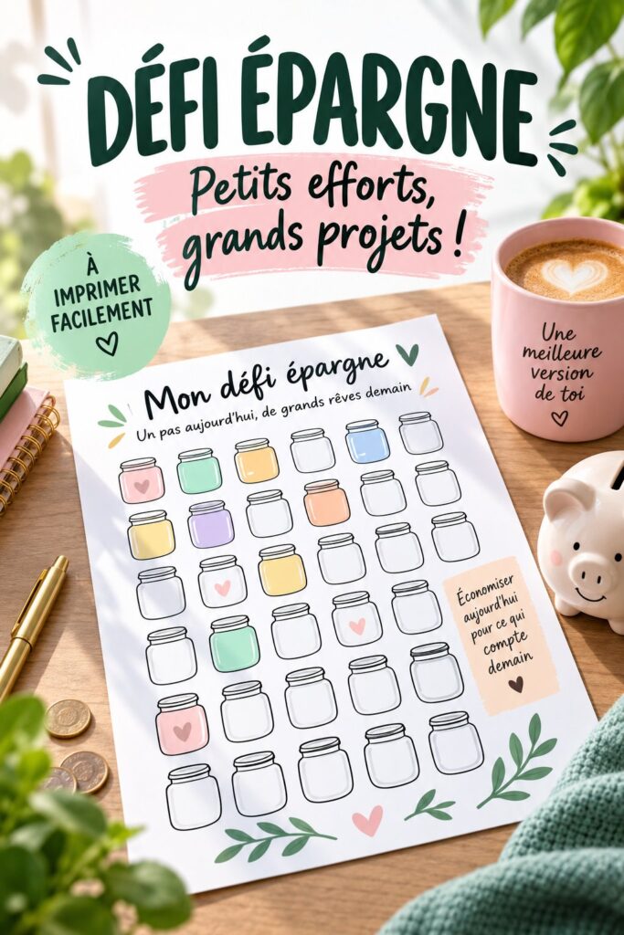 Défi d'épargne : un tableau de suivi d'économies pour les familles