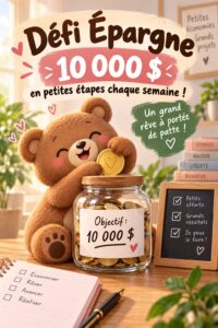 Défi épargne ours mignon pour une gestion budget amusante