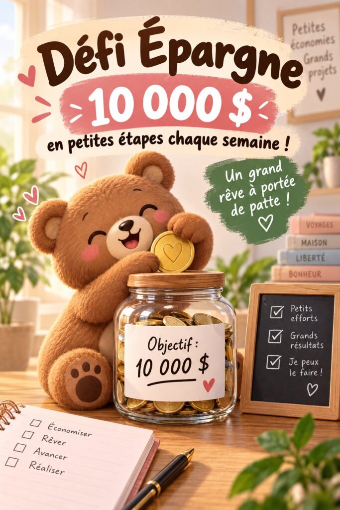 Défi épargne ours mignon pour une gestion budget amusante