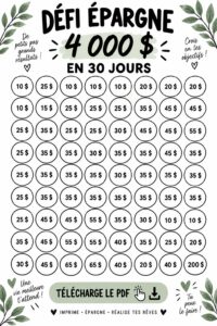 Un tableau de suivi d'épargne coloré avec des illustrations conviviales.