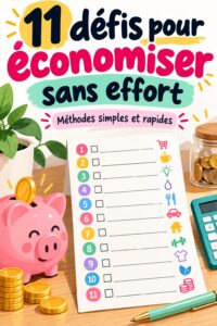 Femme souriante écrivant des défis d'épargne dans un carnet
