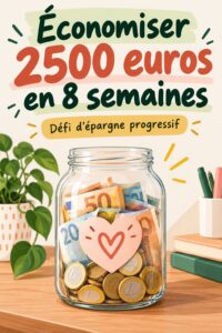 Femme épargnant de l'argent pour ses vacances avec un carnet de budget.