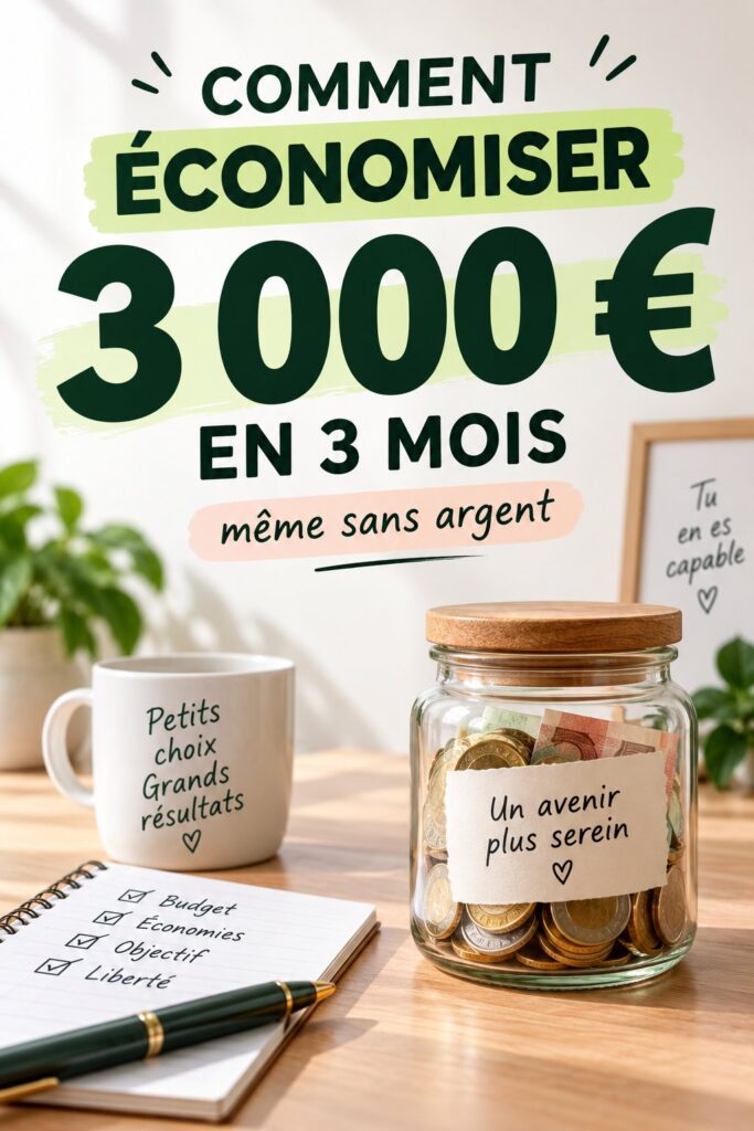 Une femme souriante mettant de l'argent de côté dans une tirelire, représentant l'épargne et la gestion de budget familial.
