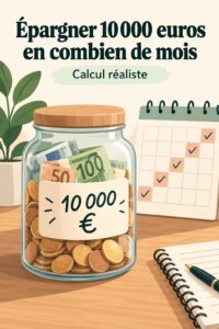 Femme souriante regardant un plan d'épargne pour atteindre 10 000 euros.