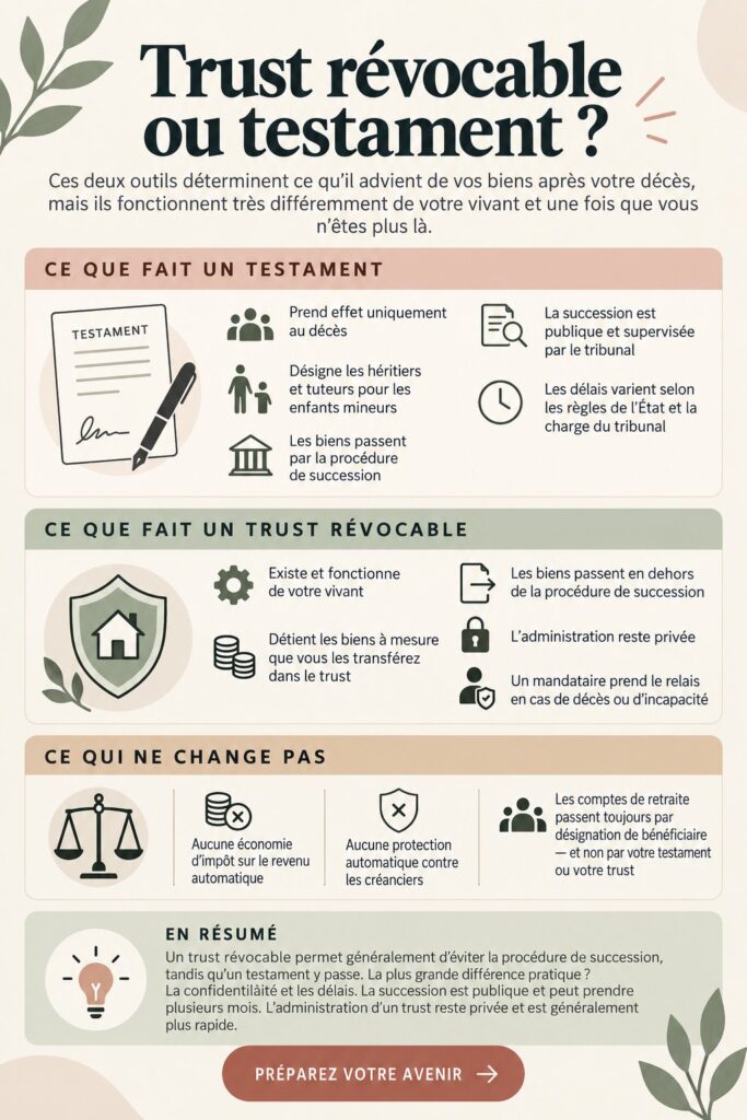 Image représentant une femme réfléchissant à la gestion de son patrimoine avec une fiducie.