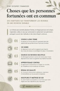 Une femme examine ses finances avec enthousiasme, représentant une gestion de budget inspirée par des habitudes de riches