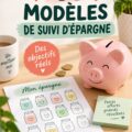 Modèle de suivi d'épargne sur un bureau avec des stylos et du papier.