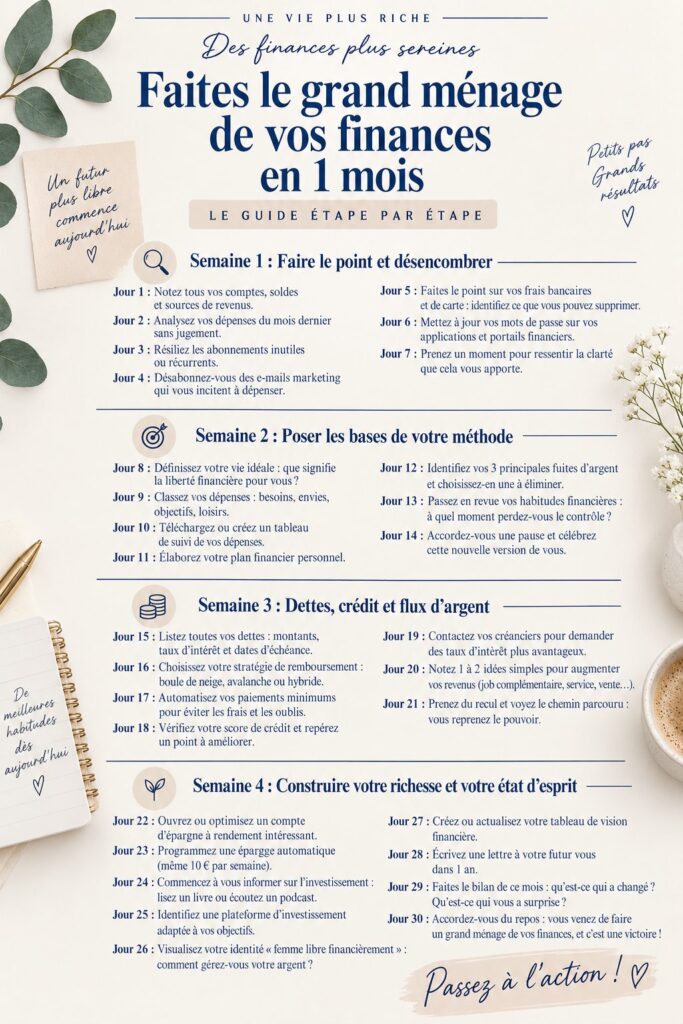 Femme examinant ses finances avec un cahier et un stylo