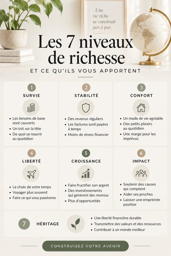 Graphique illustrant les niveaux de richesse dans la gestion du patrimoine.