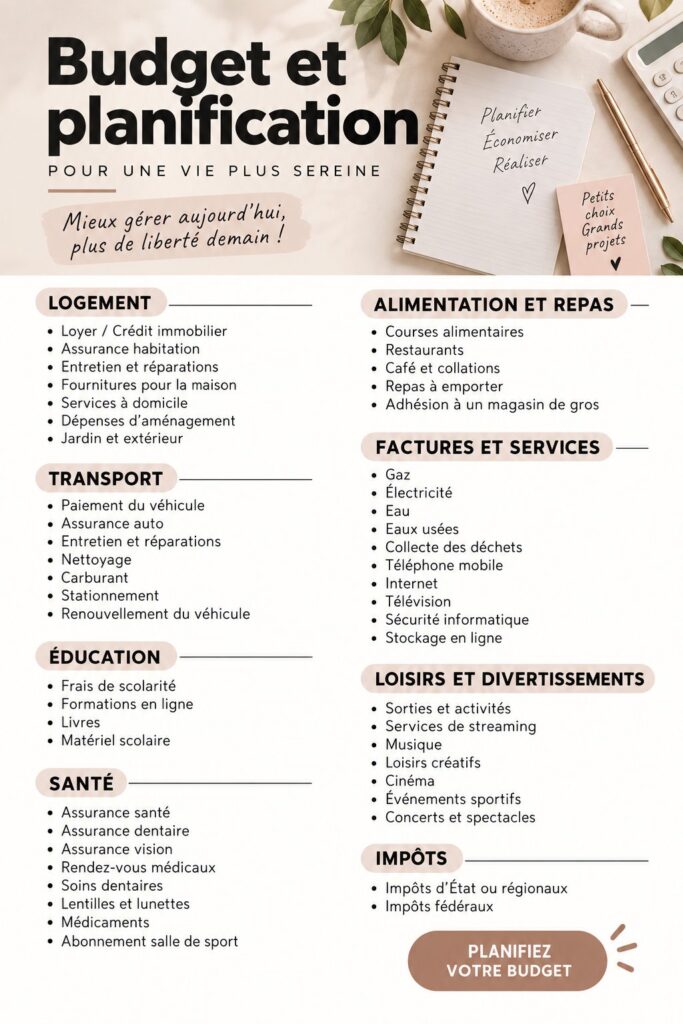 Illustration d'une famille gérant son budget familial de manière harmonieuse.