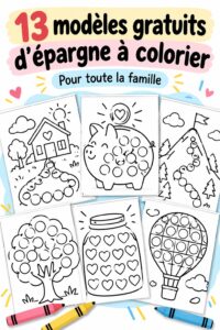 Un assortiment de pages à colorier sur le thème de l'économie et de l'épargne, parfaites pour des femmes souhaitant gérer leur budget familial.