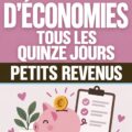 Femme tenant une tirelire et un carnet de budget pour illustrer un plan d'épargne bi-hebdomadaire.