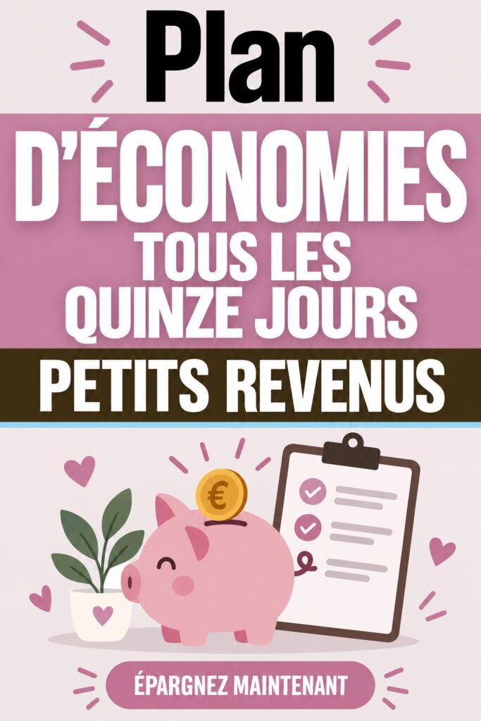 Femme tenant une tirelire et un carnet de budget pour illustrer un plan d'épargne bi-hebdomadaire.