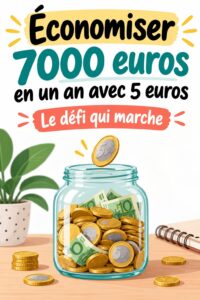 Femme souriante comptant des économies dans un bocal, représentant le défi budget familial.