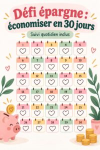 Femme souriante qui tient un calendrier de défi d'économies