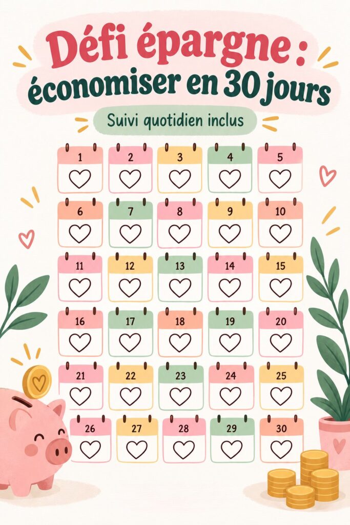 Femme souriante qui tient un calendrier de défi d'économies
