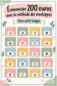 Une série d'enveloppes colorées pour le défi des économies A7 sur une table en bois.
