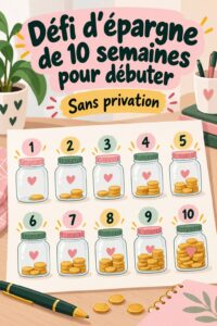 Femme en train de planifier son défi d'épargne de 10 semaines avec un carnet