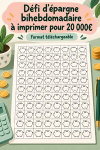 Femme souriante tenant un calendrier d'épargne représentant un défi d'épargne bihebdomadaire