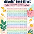 Femme souriante consultant son budget avec une méthode d'épargne au centime.