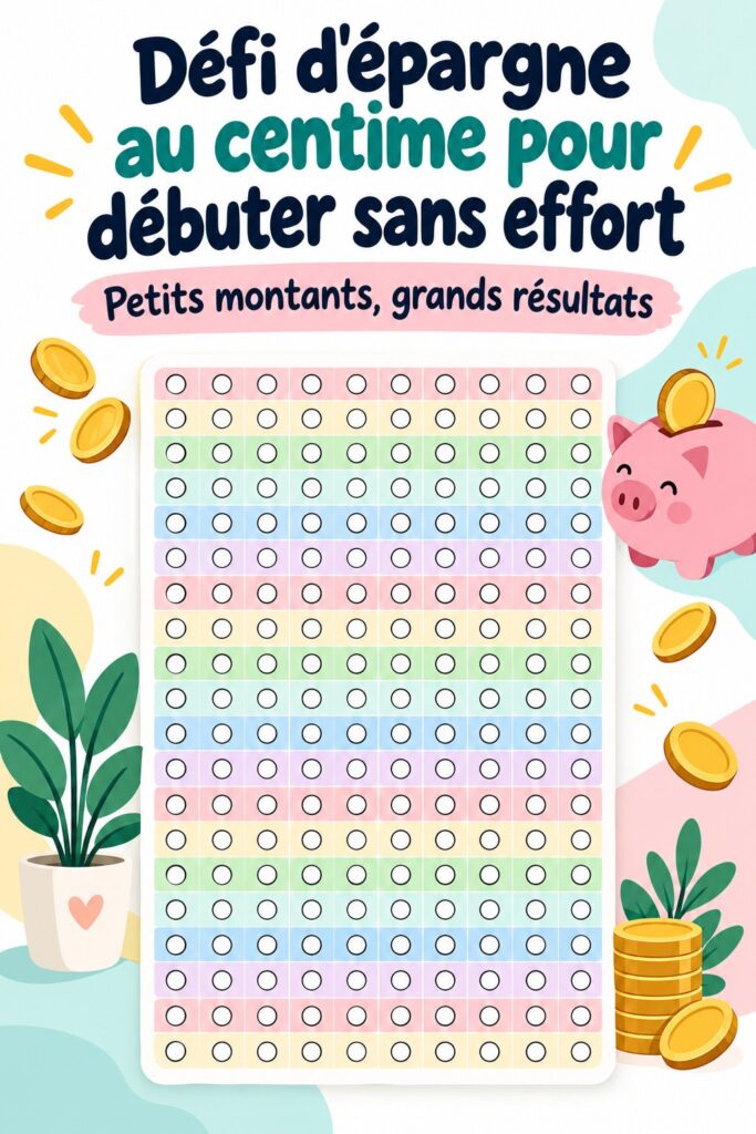 Femme souriante consultant son budget avec une méthode d'épargne au centime.