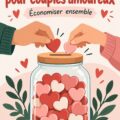 Une femme souriante budgetisant ses économies avec un défi d'épargne familial.