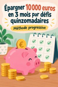 Femme souriante regardant son budget d'épargne pour 10 000 € avec des défis quinzomadaires.