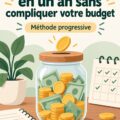 Femme souriante examinant son budget pour économiser de l'argent.