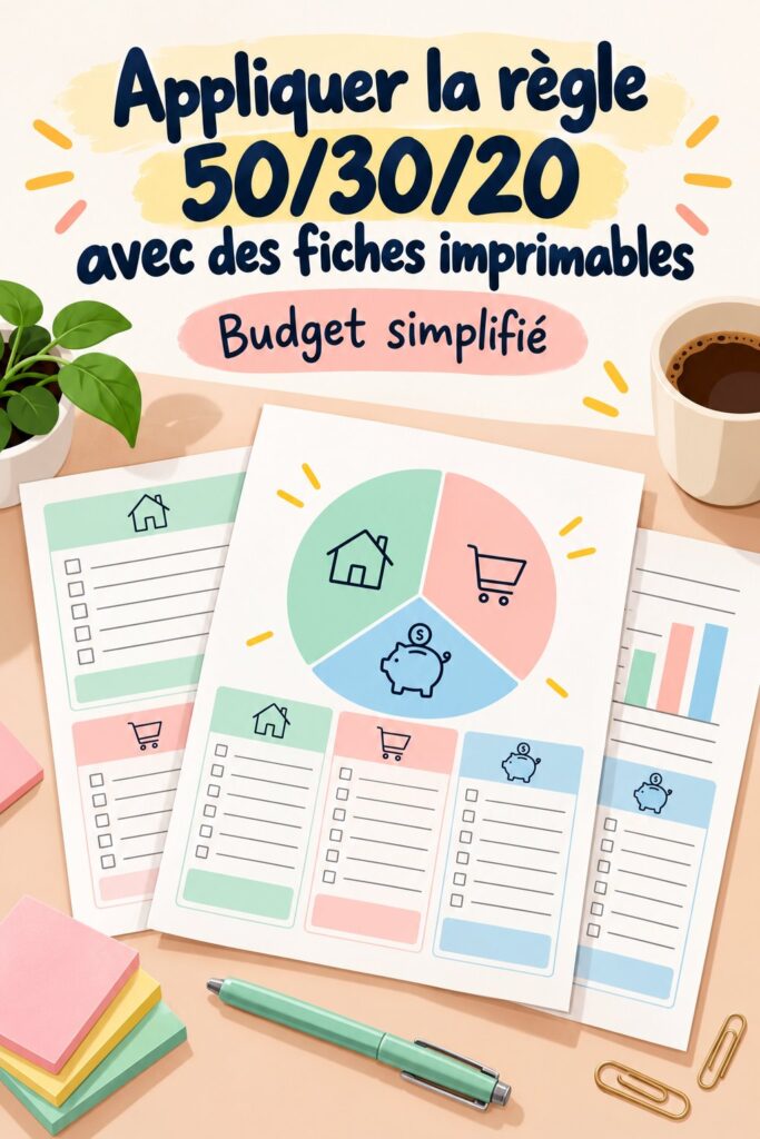 Modèle de fiches budgétaires imprimables sur la règle 50/30/20