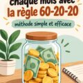 Femme souriante réfléchissant à ses finances avec un cahier sur un bureau.