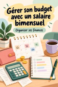 Une femme souriante montrant un tableau de budget bihebdomadaire.