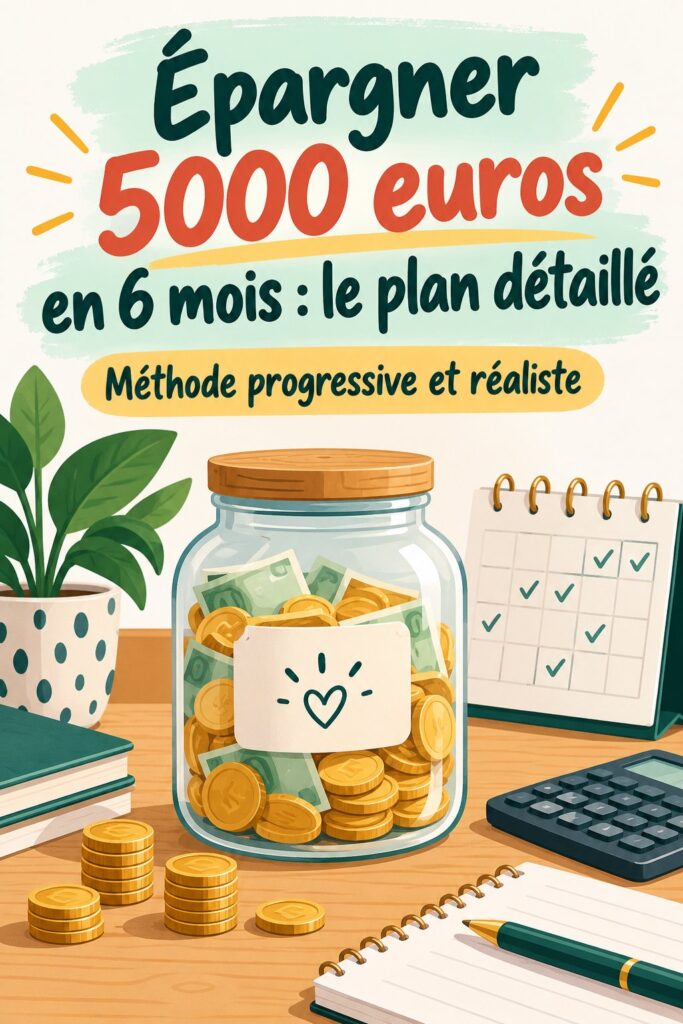 Une femme souriante tenant un carnet de budget pour épargner 5000 euros en 6 mois