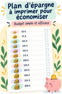 Un carnet d'épargne avec un crayon sur une tablette. Le plan d'épargne affiche 5000€.