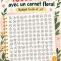 Planificateur d'argent floral sur une table avec stylos et fleurs