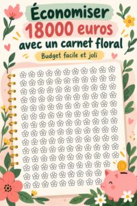 Planificateur d'argent floral sur une table avec stylos et fleurs