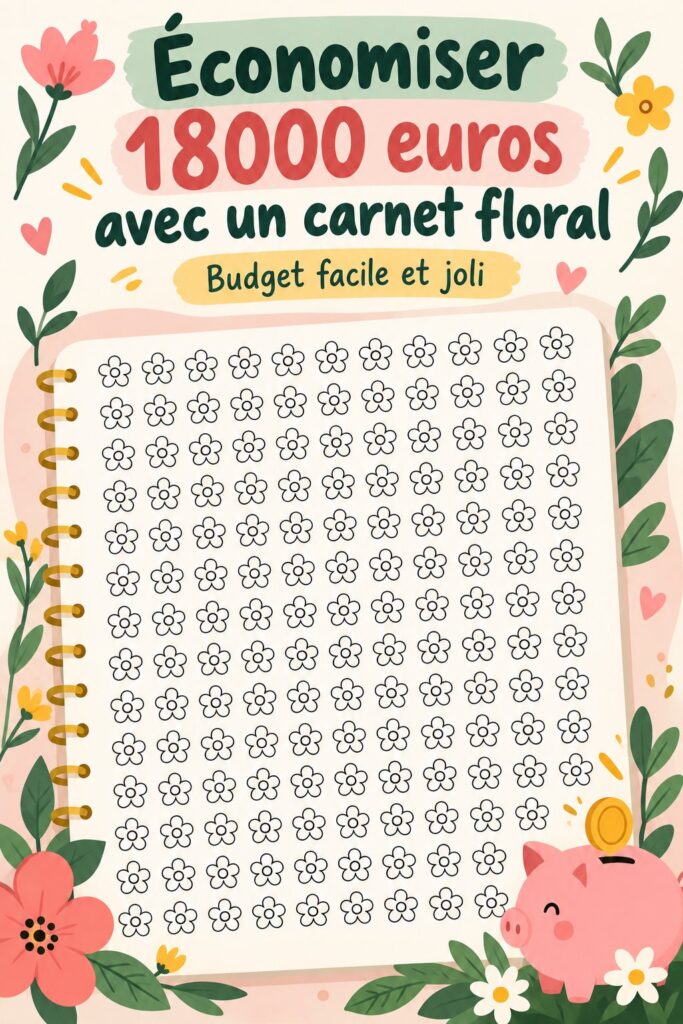 Planificateur d'argent floral sur une table avec stylos et fleurs