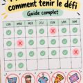 Femme appliquant des astuces pour un mois sans dépenses, souriante devant un tableau de budget.