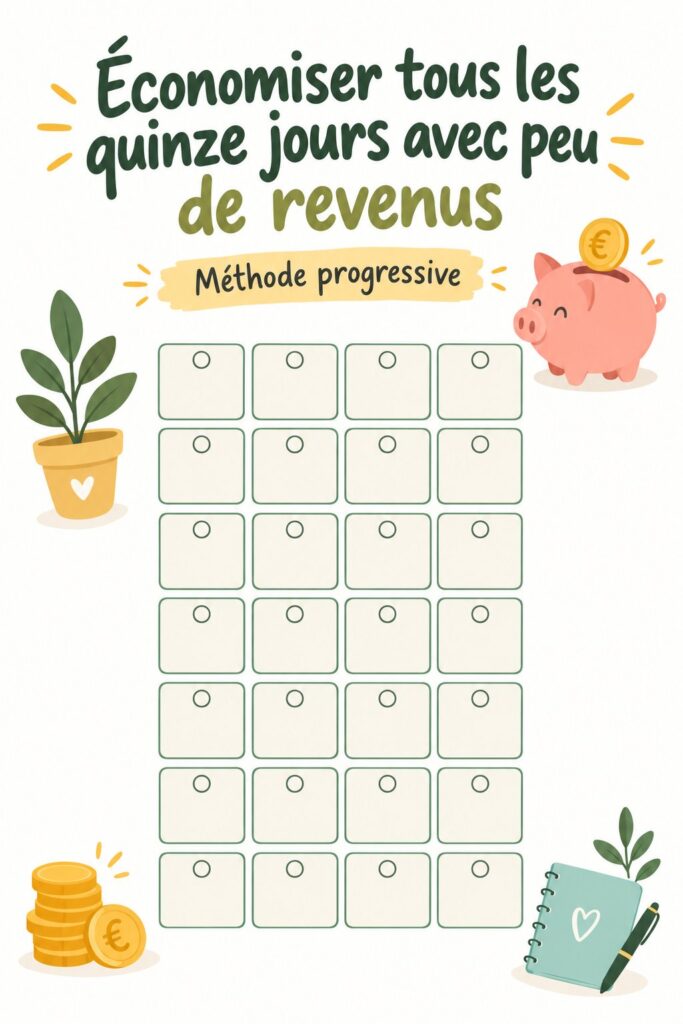 Une femme souriante planifie son budget familial avec une méthode d'épargne bihebdomadaire.